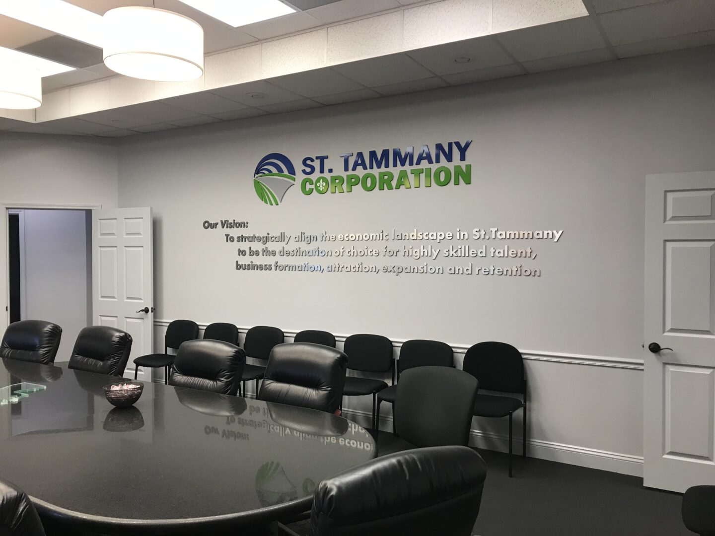 Interior Wall Signage with Vision Statement St. Tammany Corporation Architectural Sign