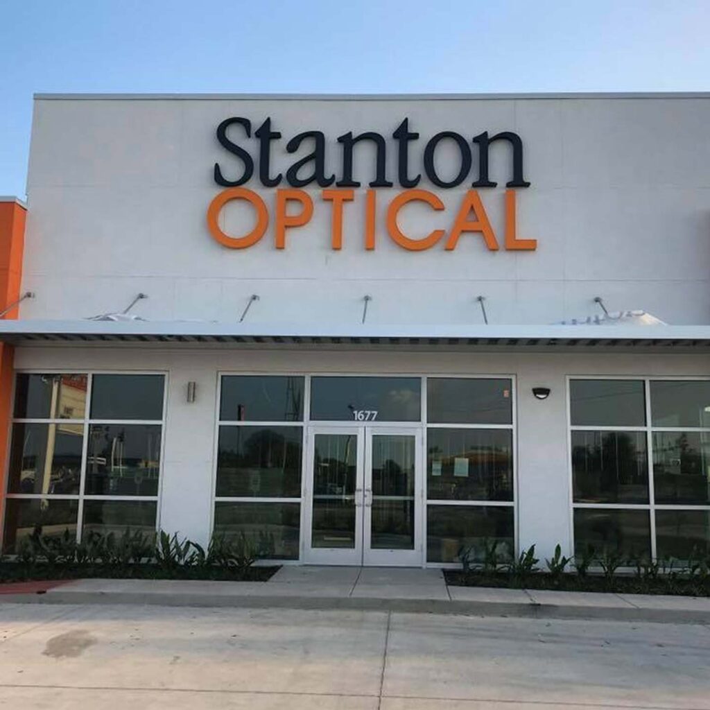 Front lit channel letters for stanton optical business signs