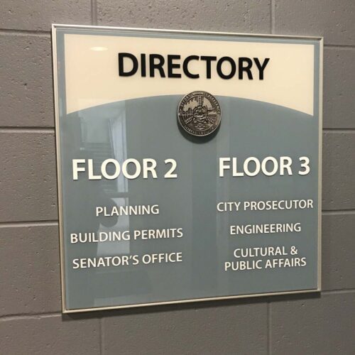 interior Directory signage for floors 2 and 3